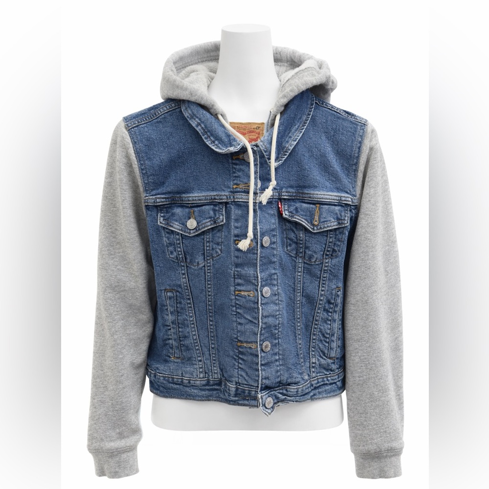 Levi's Denim Jacket with Gray Hooded Sleeves